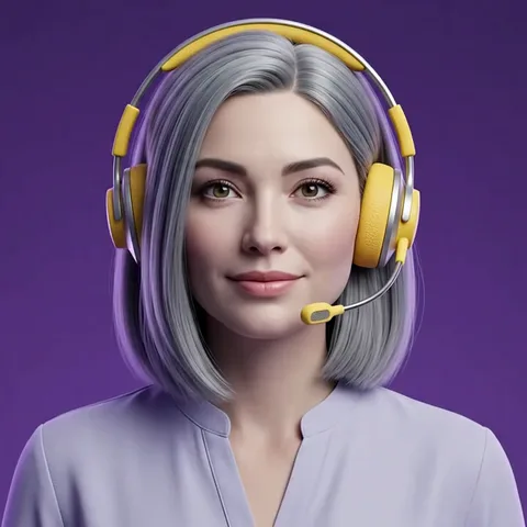 SARI, la recepcionista virtual de SARIBOT, con auriculares